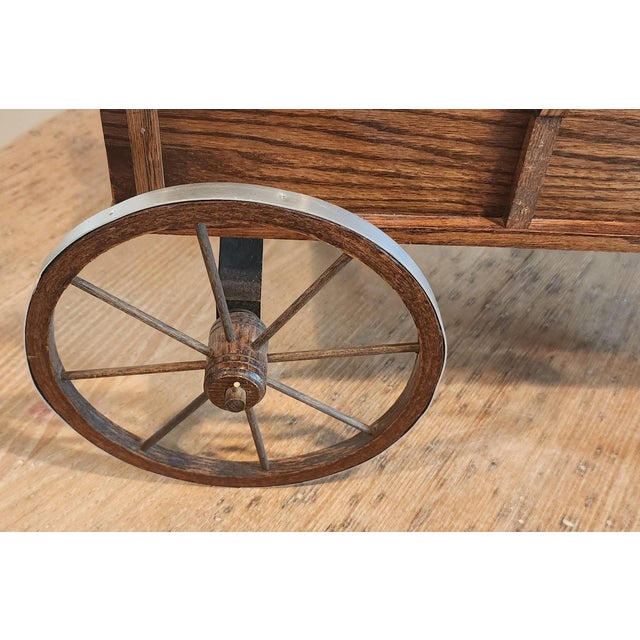 Vintage Hand Crafted Decorative Oak Pull Toy Wagon For Sale In New York - Image 6 of 9