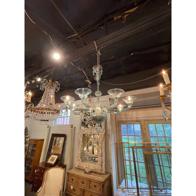 Modern Modern Murano Glass 8 Light Chandelier in Fontana Green For Sale - Image 3 of 7