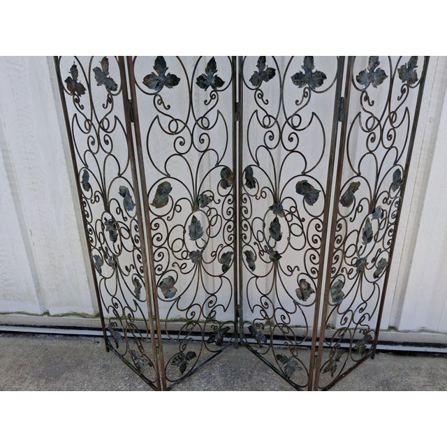 Black Antique 4 Panel Iron Screen. For Sale - Image 8 of 15