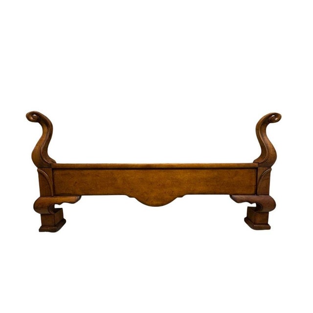 Cinnamon 1990s Century Furniture Queen Size Bedframe With Attached Ruffled Skirt For Sale - Image 8 of 12
