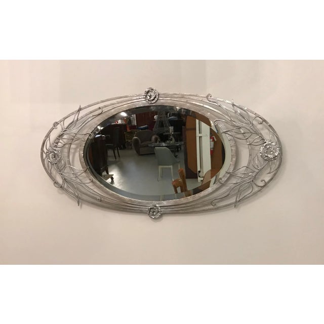 Art Deco French Art Deco Geometric and Floral Wall Mirror For Sale - Image 3 of 10