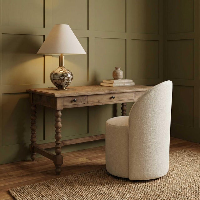 This Table Lamp Showcases A Captivating Base Crafted From Art Glass With A Mesmerizing Smoky, Dark Brown Pattern. The...