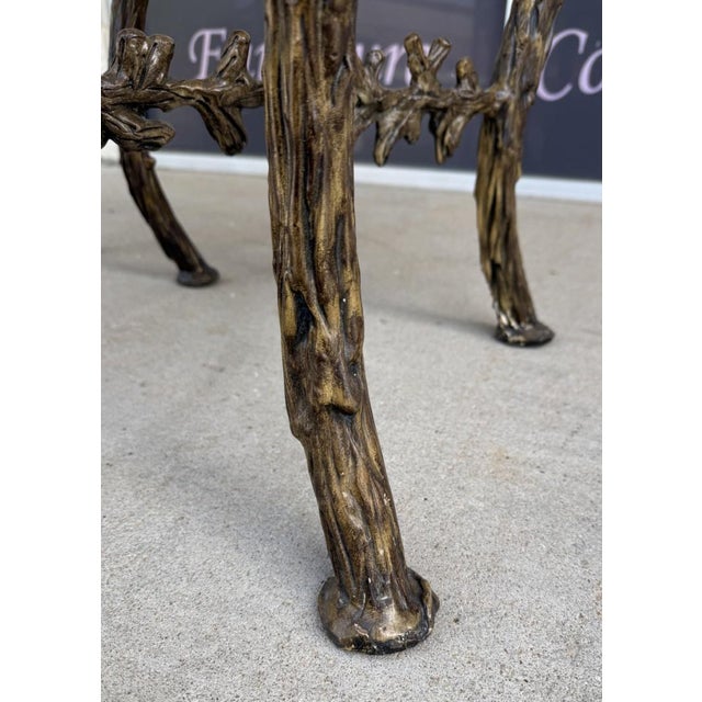Late 20th Century Pair of Tessellated-Faux Marble One-Drawer Tables With Metal Tree Branch Bases For Sale - Image 14 of 15