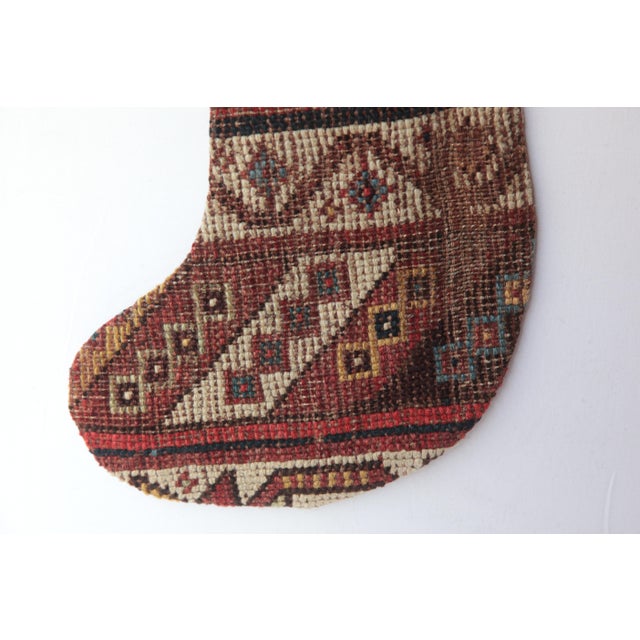 Ethnic Rug Holiday Stocking – Red & Blue Tribal Weave For Sale - Image 4 of 6