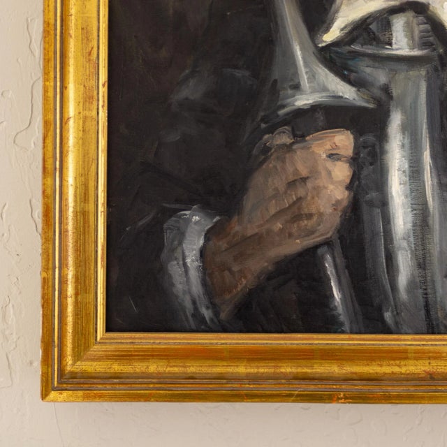 Nocturne E Cobos Don Quixote Portrait Oil Painting | 1962 Framed and Signed For Sale - Image 6 of 13