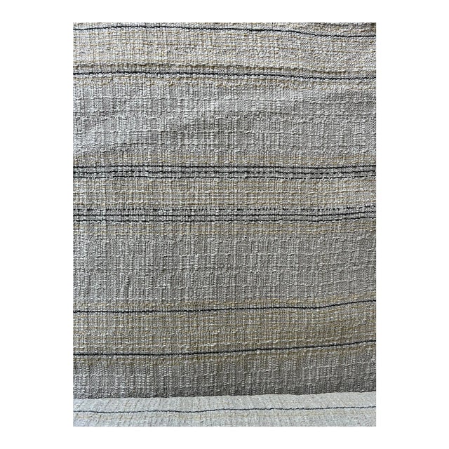 Vintage Ralph Lauren Oatmeal Colored Tweed Stripe Fabric- 9 Yards For Sale