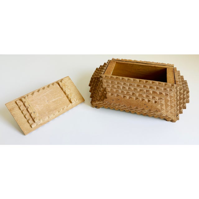 Antique Tramp Art Box With Large Chip-Carving, Early 20th Century For Sale - Image 11 of 13