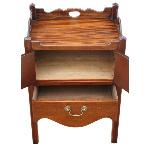 Brown Antique Georgian Revival Mahogany Bedside Tables, 1950s, Set of 2 For Sale - Image 8 of 12