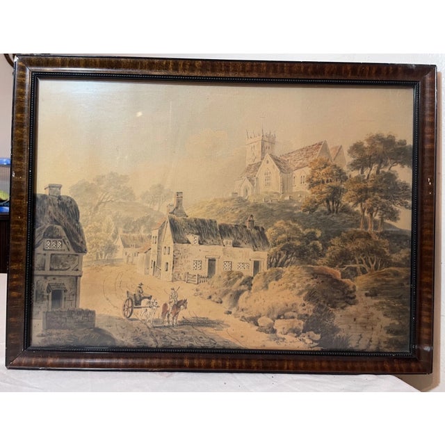 Up for sale is a wonderful original 19th century watercolor. It depicts a wonderful village landscape done with a...