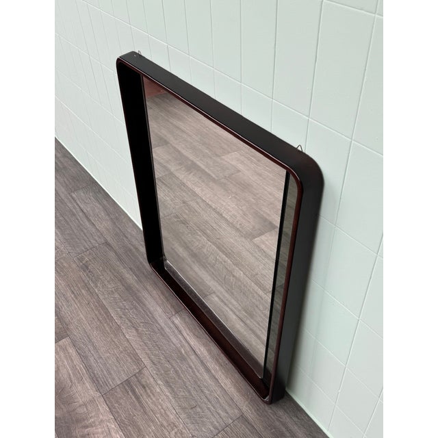 Italian Rectangular Mirror with Wooden Frame and Smoked Mirror, 1970s For Sale - Image 3 of 9