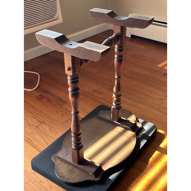 Late 19th Century Antique Victorian Decal Inlay Parlor Table With Spool-Turned Trestle Base For Sale - Image 9 of 12