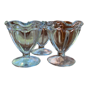Retro Small Early 20th Century Pedestal Ice Cream Sundae Dishes - Set of 3