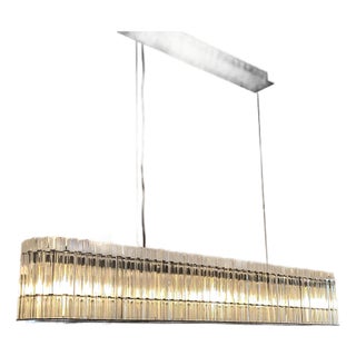 Modern Black Glass Rod Linear Chandelier Luxury Rectangular Ceiling Light New For Sale