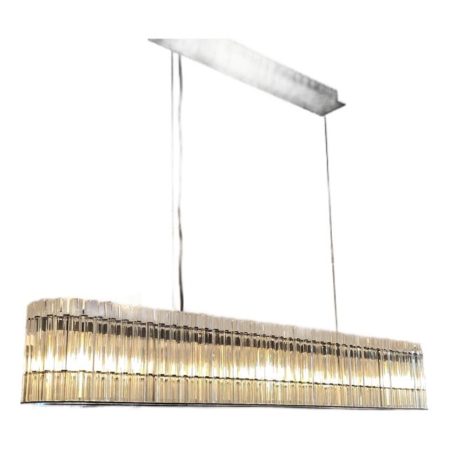 Modern Black Glass Rod Linear Chandelier Luxury Rectangular Ceiling Light New For Sale