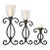 Set of 3 Monumental Wrought Iron Floor Candelabras With Etched Glass Hurricanes Spiral Detail For Sale