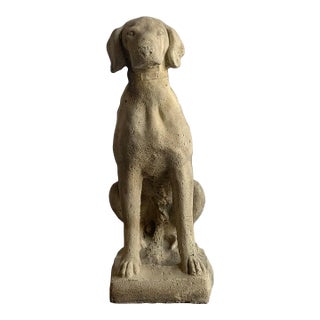 Late 20th Century Cement Dog Sculpture For Sale