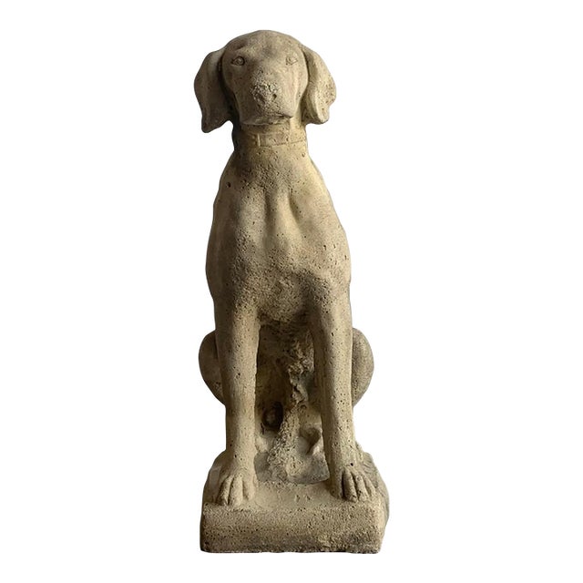 Late 20th Century Cement Dog Sculpture For Sale