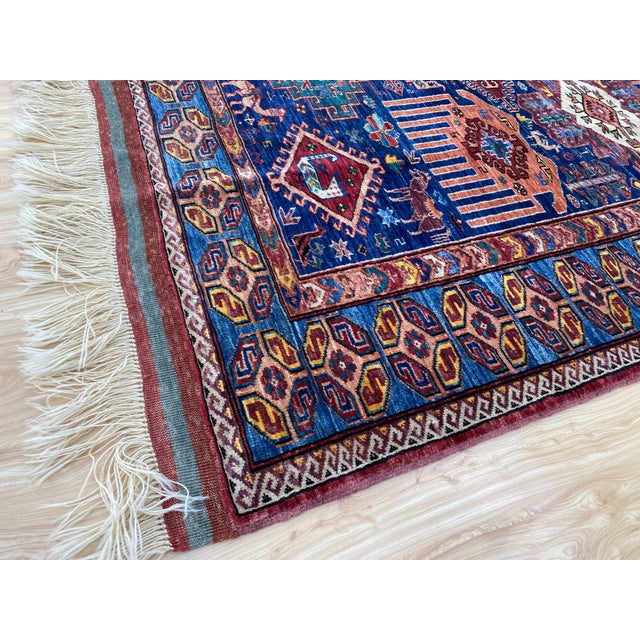 1980s Vintage Baluch Wool Area Rug, Tribal Medallion Pattern For Sale - Image 5 of 8