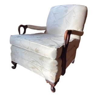 Mid- 20th Century Vintage French Bergere Empire Style Swan Armchair in White For Sale