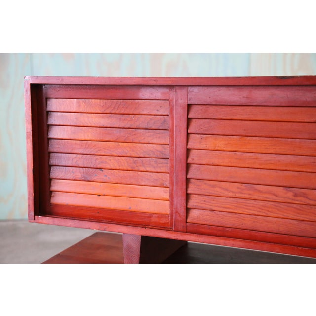 1970s Studio Made Double Sided Console Tables in Pine With Louvered Doors - A Pair For Sale - Image 13 of 13