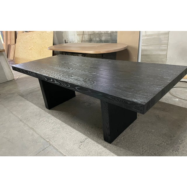 Mid-Century Modern Ebonized Solid Wood Dining Table For Sale - Image 3 of 4