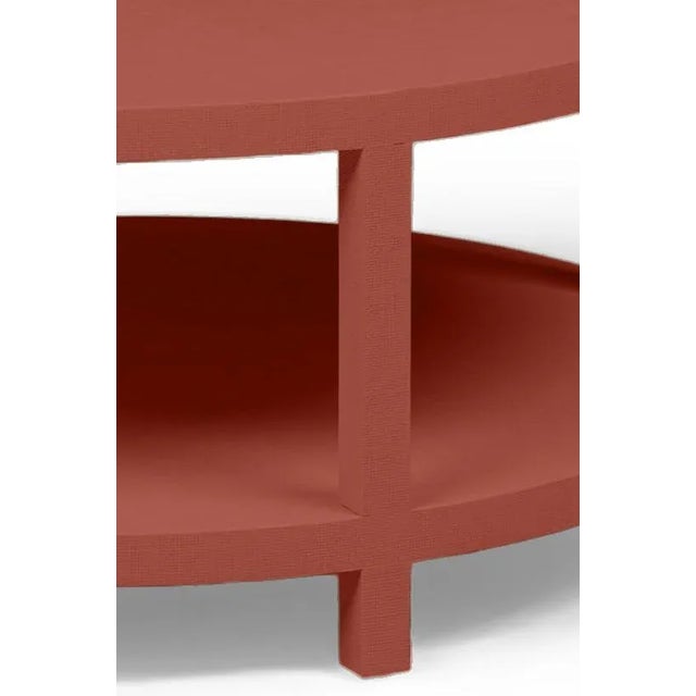 Raffia Wrapped Terra Cotta Tile Round Two-Layer Coffee Table For Sale - Image 4 of 5