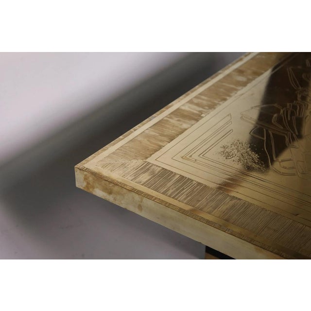 Etched Brass Coffee Table by Ricco D. for Lova Creation, Belgium, 1980s For Sale - Image 6 of 9
