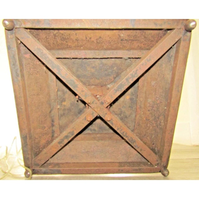 1930s French Art Deco Wrought Iron and Sculpted Frosted Glass Torchiere Floor Lamp Attributed to Atelier Petitot and Muller Frères For Sale - Image 18 of 18