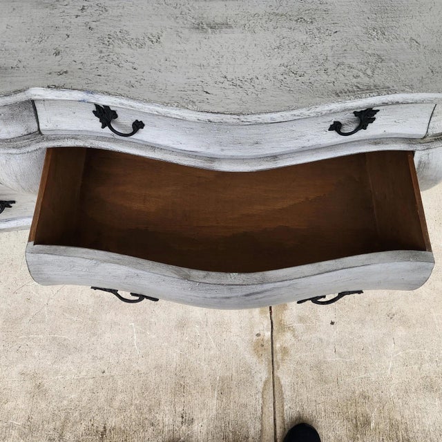 Antique French Serpentine Dresser Distressed For Sale - Image 12 of 18