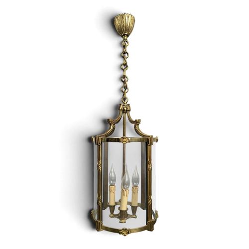 Goldenrod Louis XVI Style Bronze Lantern with Three Lights For Sale - Image 8 of 8