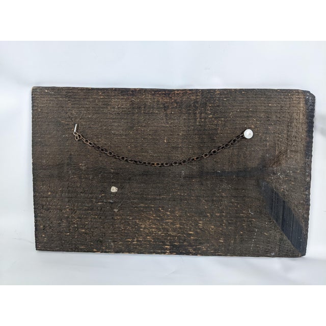 Vintage Silver-Tone Deer Woodland Relief Plaque on Rustic Wood, 13" For Sale - Image 12 of 12