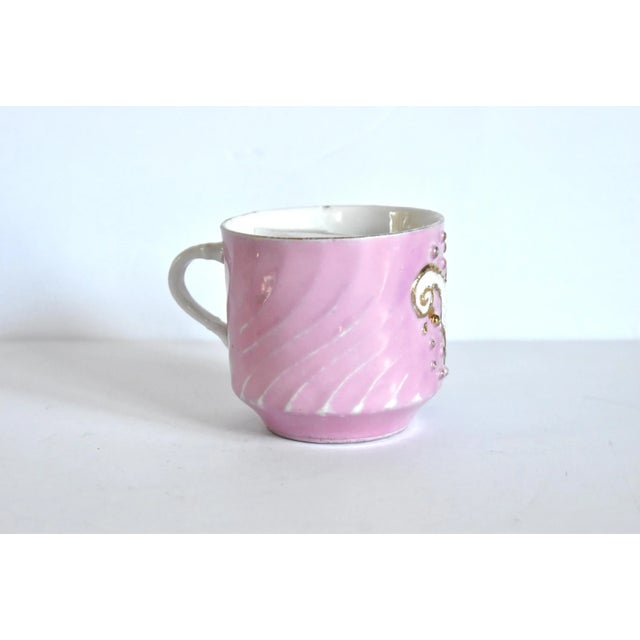 Late 19th Century Antique German Porcelain Pink & Gilt Mustache Mug For Sale - Image 5 of 12