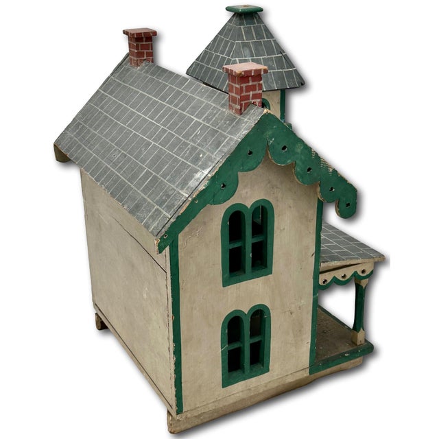 Nice Antique American Hand Made & Painted Wood Folk Art Victorian Style Birdhouse - 18 Inches Tall - Circa Early 1900s For Sale - Image 15 of 18