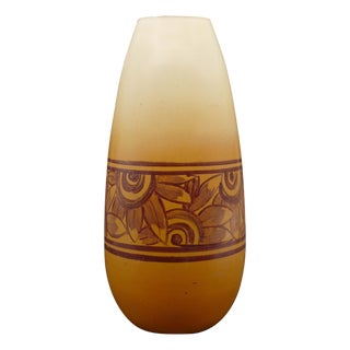 Art Deco Opaque Orange Glass Vase, France, 1920s For Sale