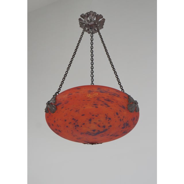 Art Deco French Art Deco Pendant Light by Charles Schneider 1920s France For Sale - Image 3 of 11