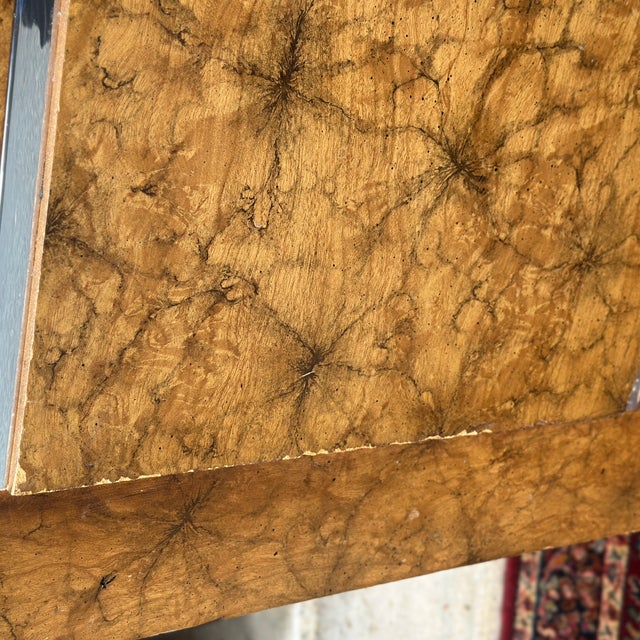 Vintage 1970's Burlwood Sideboard With Chrome Trim For Sale - Image 16 of 16