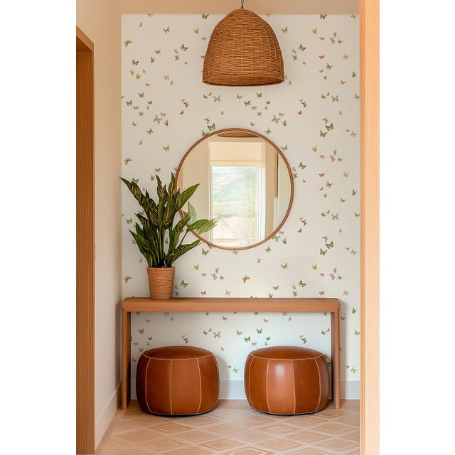 Cream Butterfly Grove Grasscloth Wallpaper by House Party | Vanilla Cream | 6 Yards For Sale - Image 8 of 8
