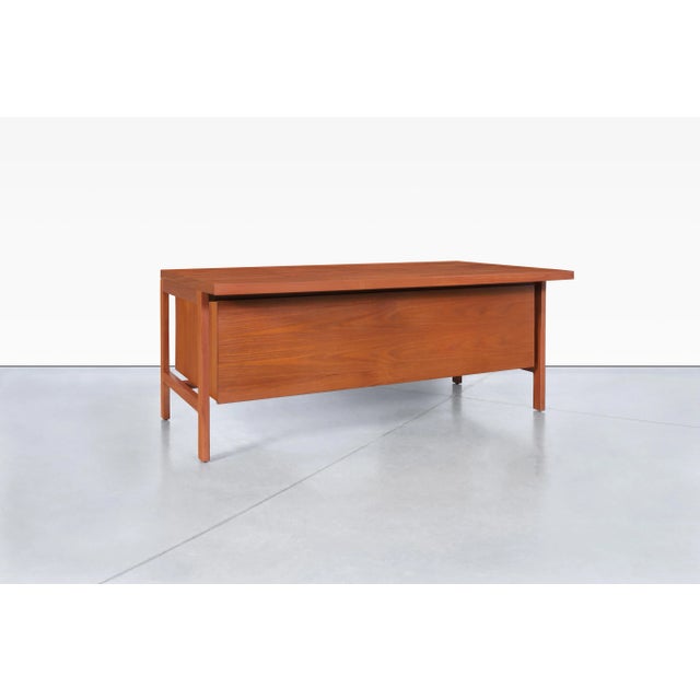 Burnt Orange Mid-Century Modern Executive Teak Desk by Arne Vodder for h.p. Hansen, 1960s For Sale - Image 8 of 12