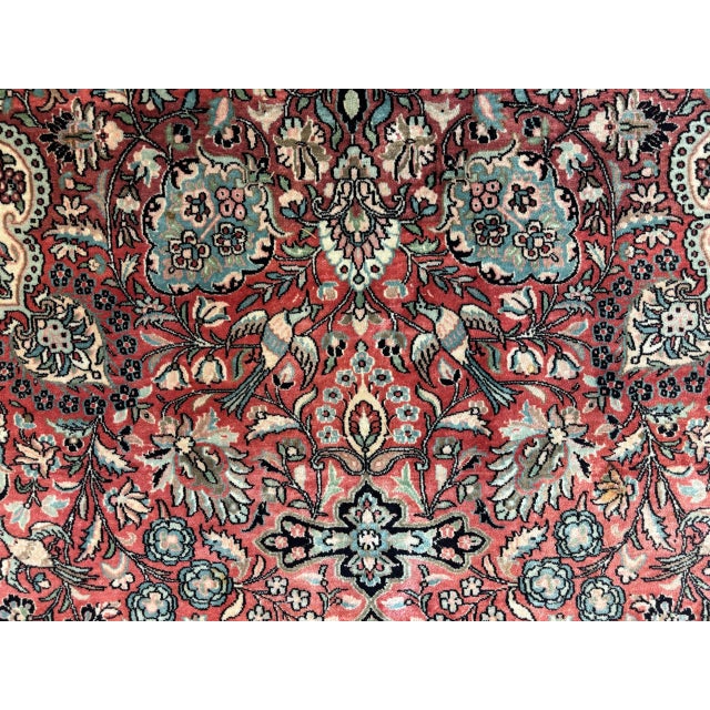 This is an AUTHENTIC a silk pile with cotton foundation genuine hand made very fine Kashmir rug-
