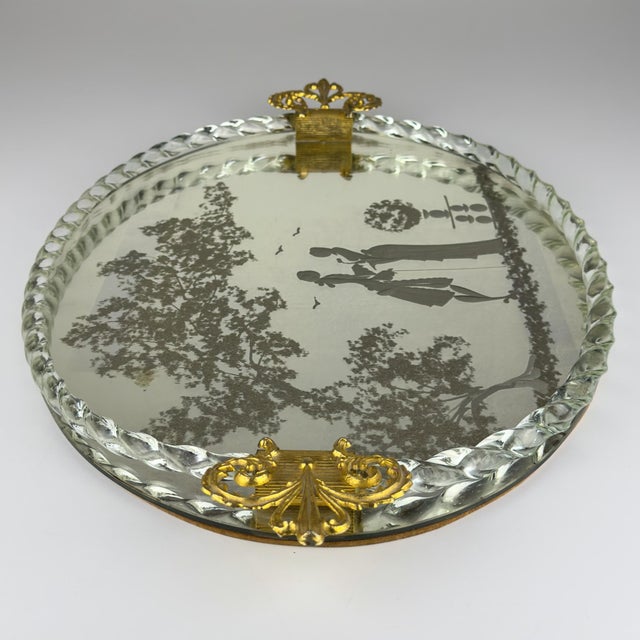 Glass Large Vintage Venetian Murano Glass Mirror Tray, Italy, 1950s For Sale - Image 7 of 15