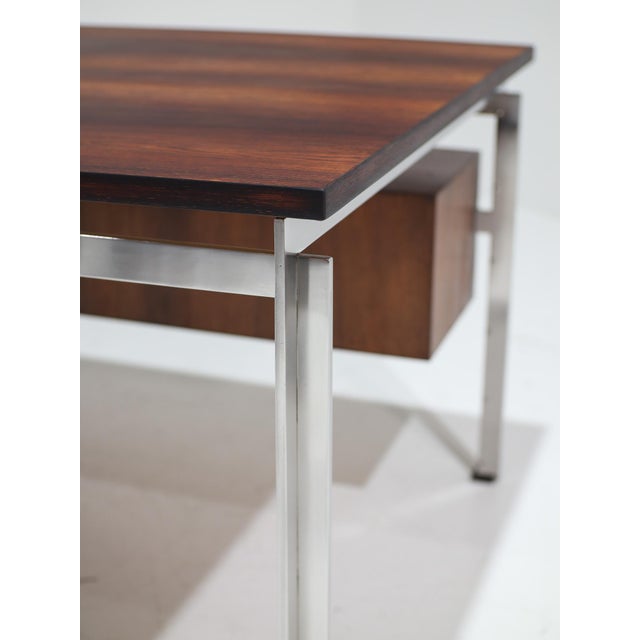 Executive Desk in Kingwood and Steel by Poul Kjaerholm, Denmark, 1950s For Sale - Image 6 of 18