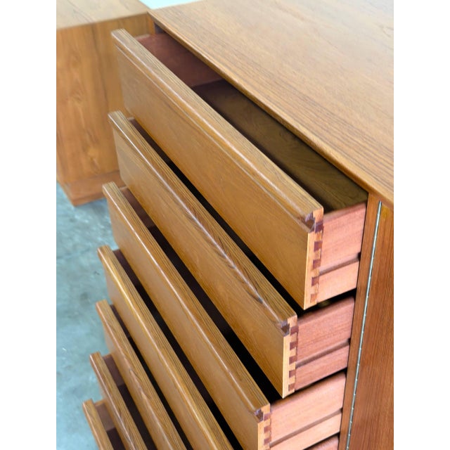 Brown Scandinavian Teak Highboy - Mid-Century Modern Gentleman’s Chest by Westnofa, Norway, 1960s For Sale - Image 8 of 12