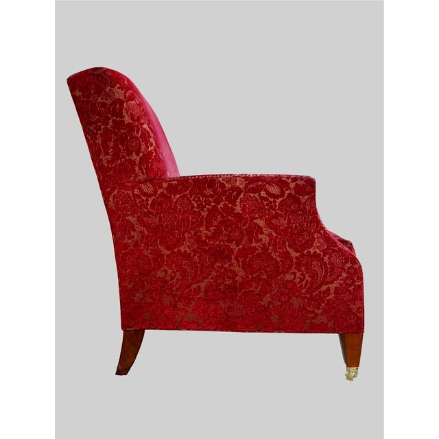 Late 20th Century Baker Furniture Contemporary Red Velvet Lounge Chairs For Sale - Image 5 of 6