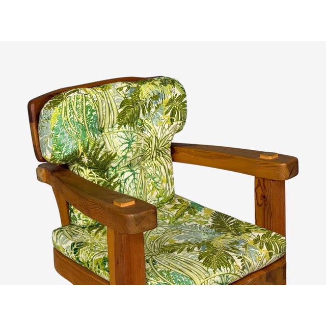 Stig Sandqvist, Brutalist Lounge Chairs, Pine, Green Fabric, Sweden, 1960s For Sale - Image 10 of 15