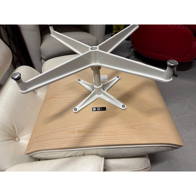 Eames White leather white Ash Lounge chair by Herman Miller 2014 Clean For Sale - Image 16 of 18