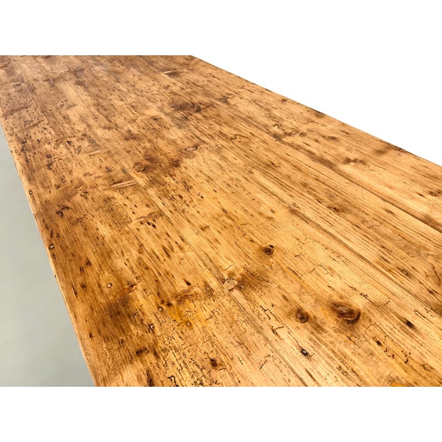 Large Farmhouse Table in Pine with Spindle Legs, 1950s For Sale - Image 13 of 18