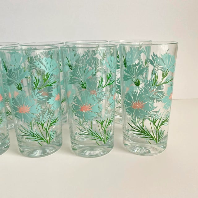 Set of 4 Reserved for Randi Taylor Smith Ever Yours Boutonnière Tumbler Tall Glasses Retro Floral For Sale - Image 6 of 10