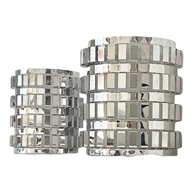 Late 20th Century Y2k Glamour to Your Tabletop With This Striking Pair of Party Lite "Enchanted Linear" Candle Holders For Sale