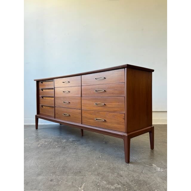 1960's 12 Drawer Walnut Dresser For Sale - Image 11 of 12
