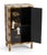 Chinoiserie Vintage Black Lacquer & Faux Bamboo Chinoiserie Narrow Accent Cabinet With Mother-of-Pearl Inlay For Sale - Image 3 of 10
